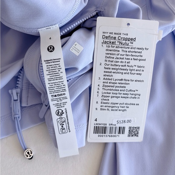 ❌ Sold NWT Lululemon Define Cropped Jacket *Nulu Serene Blue Size 4 - Picture 4 of 16